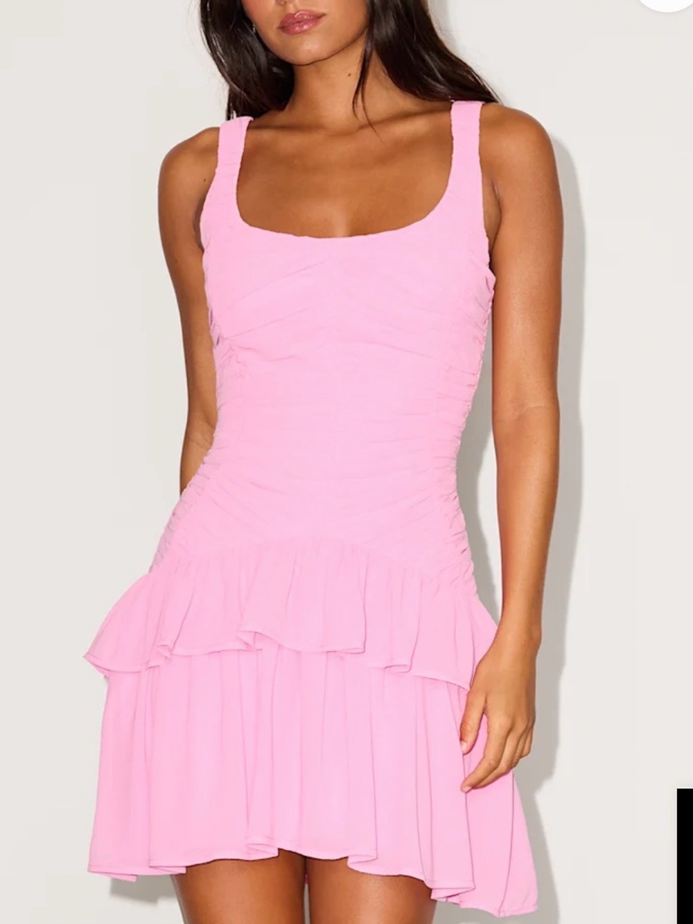 Lulu's Pink Ruffled Tiered Mini Dress